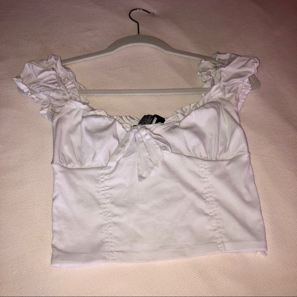 White Peasant Style Crop Top